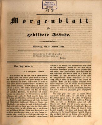 Morgenblatt für gebildete Stände Dienstag 3. Januar 1837