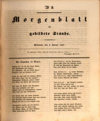 Morgenblatt für gebildete Stände Mittwoch 4. Januar 1837