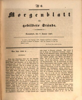 Morgenblatt für gebildete Stände Samstag 7. Januar 1837