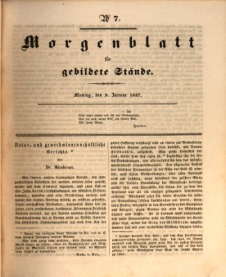 Morgenblatt für gebildete Stände Montag 9. Januar 1837