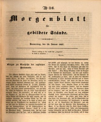 Morgenblatt für gebildete Stände Donnerstag 19. Januar 1837