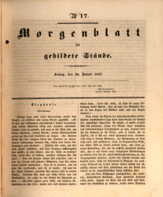 Morgenblatt für gebildete Stände Freitag 20. Januar 1837