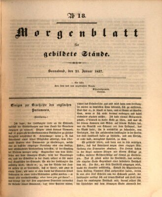 Morgenblatt für gebildete Stände Samstag 21. Januar 1837