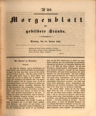 Morgenblatt für gebildete Stände Dienstag 31. Januar 1837