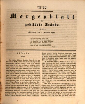 Morgenblatt für gebildete Stände Mittwoch 1. Februar 1837