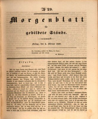 Morgenblatt für gebildete Stände Freitag 3. Februar 1837