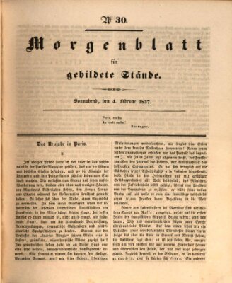 Morgenblatt für gebildete Stände Samstag 4. Februar 1837