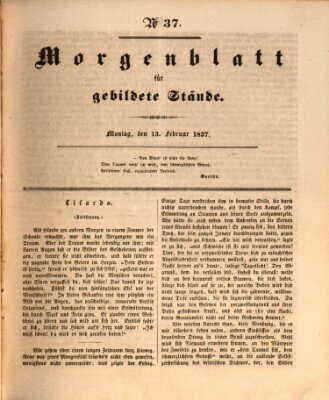 Morgenblatt für gebildete Stände Montag 13. Februar 1837