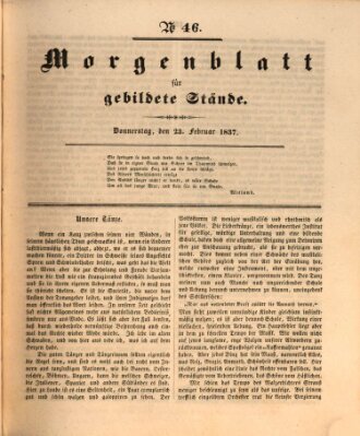 Morgenblatt für gebildete Stände Donnerstag 23. Februar 1837