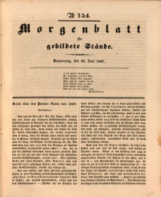 Morgenblatt für gebildete Stände Donnerstag 29. Juni 1837