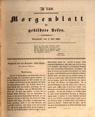 Morgenblatt für gebildete Leser (Morgenblatt für gebildete Stände) Samstag 1. Juli 1837