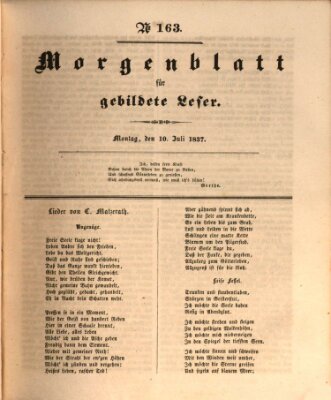 Morgenblatt für gebildete Leser (Morgenblatt für gebildete Stände) Montag 10. Juli 1837