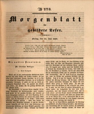 Morgenblatt für gebildete Leser (Morgenblatt für gebildete Stände) Freitag 21. Juli 1837