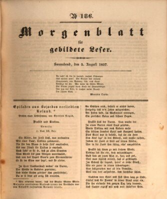 Morgenblatt für gebildete Leser (Morgenblatt für gebildete Stände) Samstag 5. August 1837