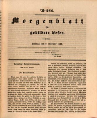 Morgenblatt für gebildete Leser (Morgenblatt für gebildete Stände) Dienstag 7. November 1837