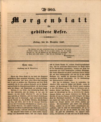 Morgenblatt für gebildete Leser (Morgenblatt für gebildete Stände) Freitag 22. Dezember 1837