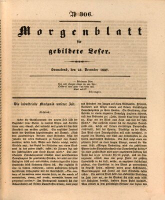 Morgenblatt für gebildete Leser (Morgenblatt für gebildete Stände) Samstag 23. Dezember 1837