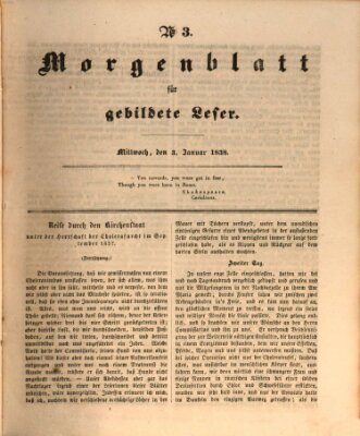 Morgenblatt für gebildete Leser (Morgenblatt für gebildete Stände) Mittwoch 3. Januar 1838