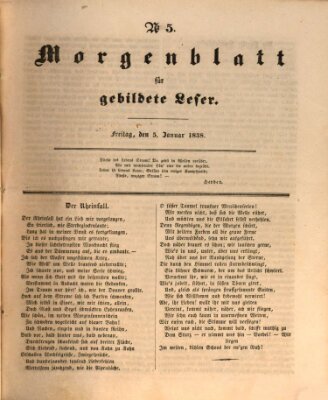 Morgenblatt für gebildete Leser (Morgenblatt für gebildete Stände) Freitag 5. Januar 1838