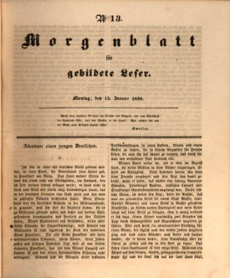 Morgenblatt für gebildete Leser (Morgenblatt für gebildete Stände) Montag 15. Januar 1838