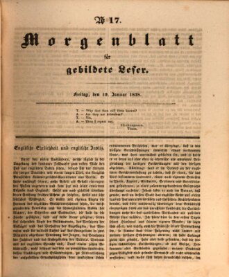 Morgenblatt für gebildete Leser (Morgenblatt für gebildete Stände) Freitag 19. Januar 1838