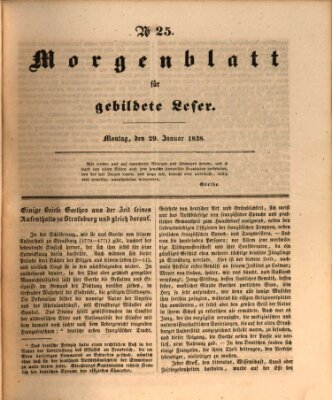 Morgenblatt für gebildete Leser (Morgenblatt für gebildete Stände) Montag 29. Januar 1838