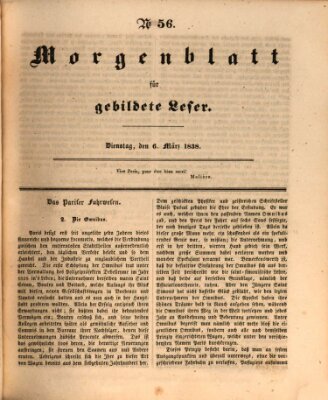 Morgenblatt für gebildete Leser (Morgenblatt für gebildete Stände) Dienstag 6. März 1838