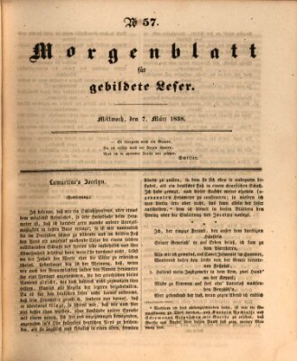 Morgenblatt für gebildete Leser (Morgenblatt für gebildete Stände) Mittwoch 7. März 1838