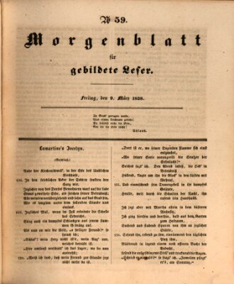 Morgenblatt für gebildete Leser (Morgenblatt für gebildete Stände) Freitag 9. März 1838