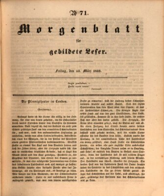 Morgenblatt für gebildete Leser (Morgenblatt für gebildete Stände) Freitag 23. März 1838