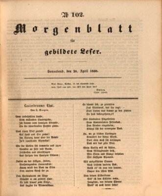 Morgenblatt für gebildete Leser (Morgenblatt für gebildete Stände) Samstag 28. April 1838