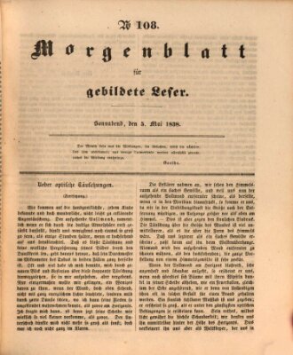 Morgenblatt für gebildete Leser (Morgenblatt für gebildete Stände) Samstag 5. Mai 1838