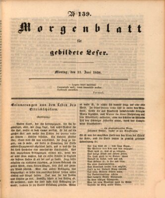 Morgenblatt für gebildete Leser (Morgenblatt für gebildete Stände) Montag 11. Juni 1838