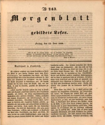 Morgenblatt für gebildete Leser (Morgenblatt für gebildete Stände) Freitag 15. Juni 1838