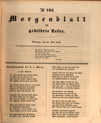 Morgenblatt für gebildete Leser (Morgenblatt für gebildete Stände) Dienstag 31. Juli 1838