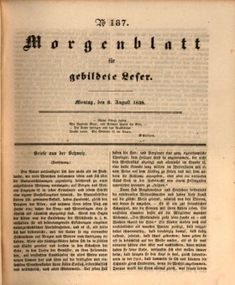 Morgenblatt für gebildete Leser (Morgenblatt für gebildete Stände) Montag 6. August 1838