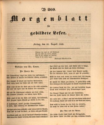 Morgenblatt für gebildete Leser (Morgenblatt für gebildete Stände) Freitag 31. August 1838