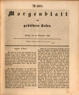 Morgenblatt für gebildete Leser (Morgenblatt für gebildete Stände) Freitag 14. September 1838