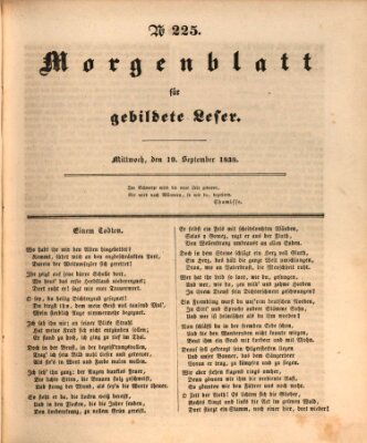 Morgenblatt für gebildete Leser (Morgenblatt für gebildete Stände) Mittwoch 19. September 1838