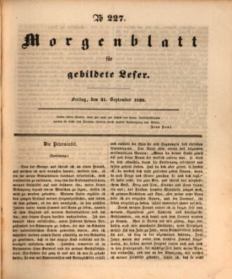 Morgenblatt für gebildete Leser (Morgenblatt für gebildete Stände) Freitag 21. September 1838