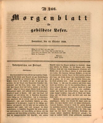 Morgenblatt für gebildete Leser (Morgenblatt für gebildete Stände) Samstag 13. Oktober 1838