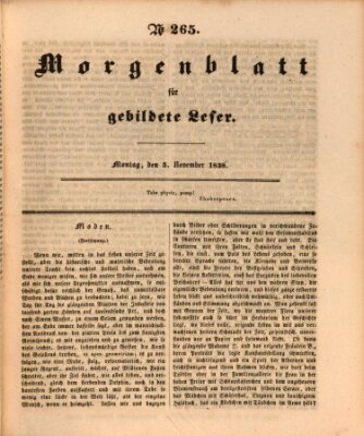 Morgenblatt für gebildete Leser (Morgenblatt für gebildete Stände) Montag 5. November 1838