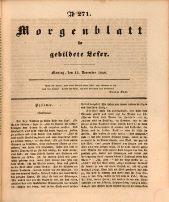 Morgenblatt für gebildete Leser (Morgenblatt für gebildete Stände) Montag 12. November 1838