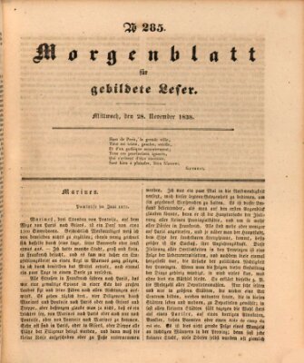 Morgenblatt für gebildete Leser (Morgenblatt für gebildete Stände) Mittwoch 28. November 1838