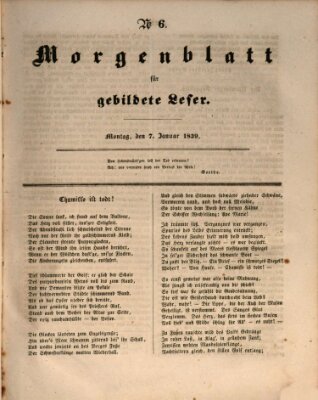 Morgenblatt für gebildete Leser (Morgenblatt für gebildete Stände) Montag 7. Januar 1839