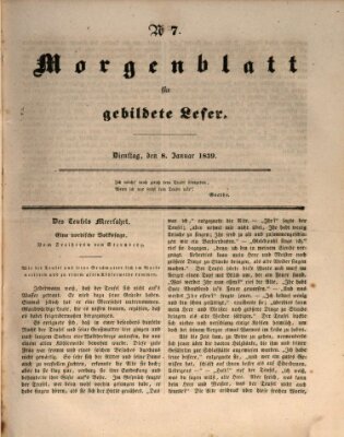 Morgenblatt für gebildete Leser (Morgenblatt für gebildete Stände) Dienstag 8. Januar 1839