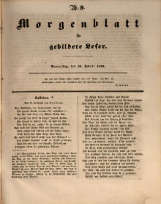 Morgenblatt für gebildete Leser (Morgenblatt für gebildete Stände) Donnerstag 10. Januar 1839