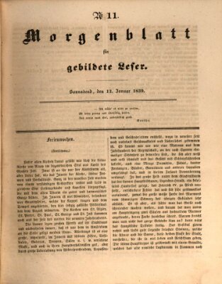 Morgenblatt für gebildete Leser (Morgenblatt für gebildete Stände) Samstag 12. Januar 1839