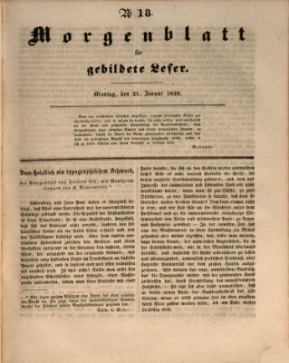 Morgenblatt für gebildete Leser (Morgenblatt für gebildete Stände) Montag 21. Januar 1839