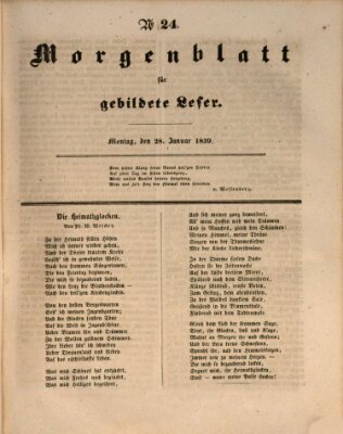 Morgenblatt für gebildete Leser (Morgenblatt für gebildete Stände) Montag 28. Januar 1839